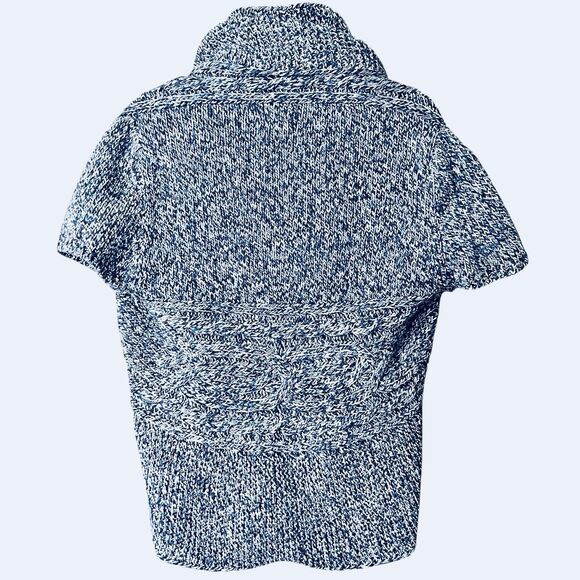 Vtg Y2K Express Blue Short Sleeve Shrug Sweater Sz M  Wide Fold Over Collar - Picture 4 of 10